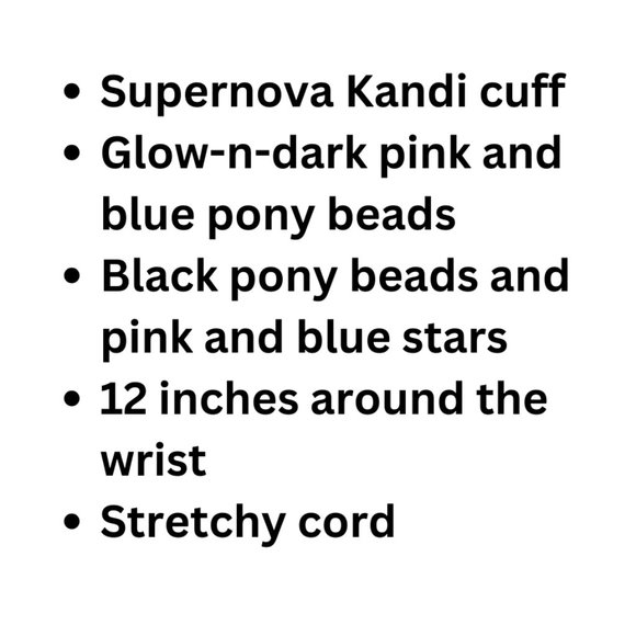 Super Nova 3d Kandi Cuff/Glow-in-Dark Pink-Blue/Light Blue-Light Pink  12 Inches - Picture 8 of 8